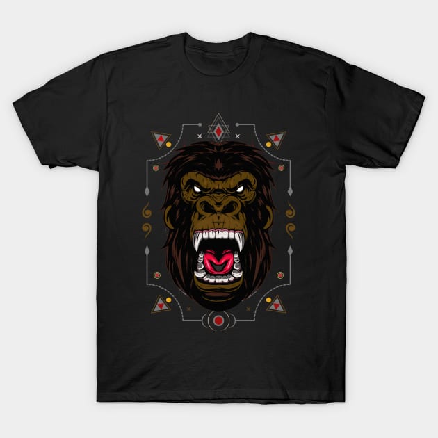 Illustration ferocious the gorilla head T-Shirt by AGORA studio